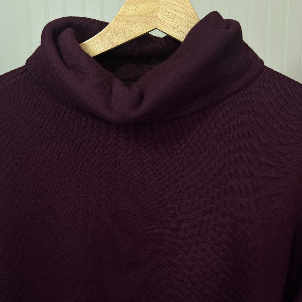 Aerie Roll Neck Sweater XS Burgundy Cabincore Fisherman Cozy Pockets Pullover - Picture 5 of 9